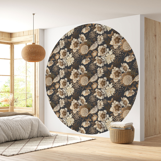 Papier peint rond / cercle - Motif floral - 533