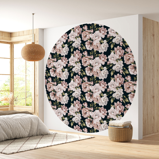 Papier peint rond / cercle - Motif floral - 562