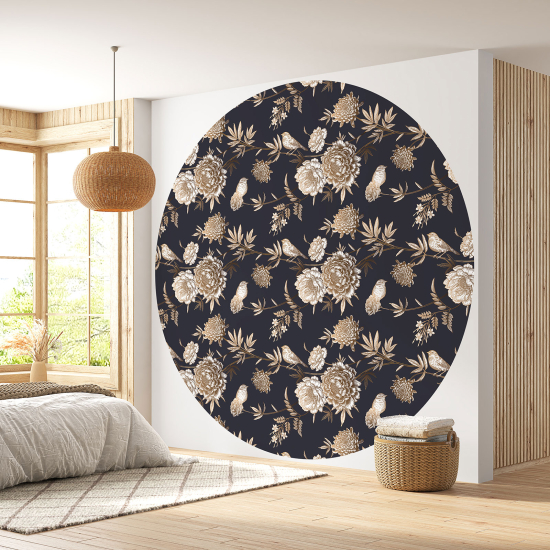 Papier peint rond / cercle - Motif floral - 569