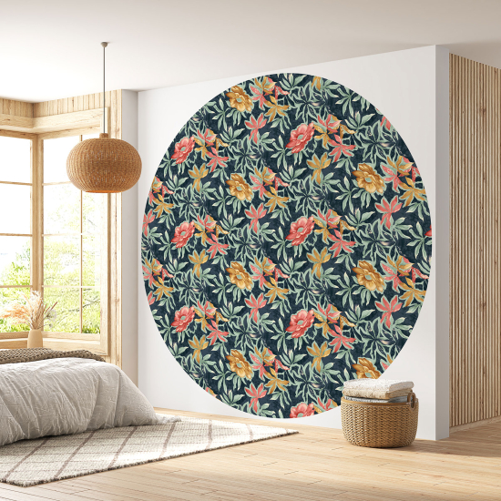 Papier peint rond / cercle - Motif floral - 578