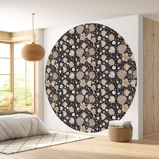 Papier peint rond / cercle - Motif floral - 580