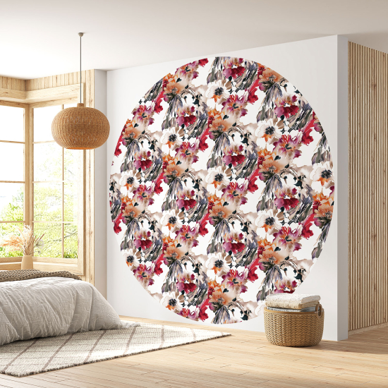 Papier peint rond / cercle - Motif floral - 592