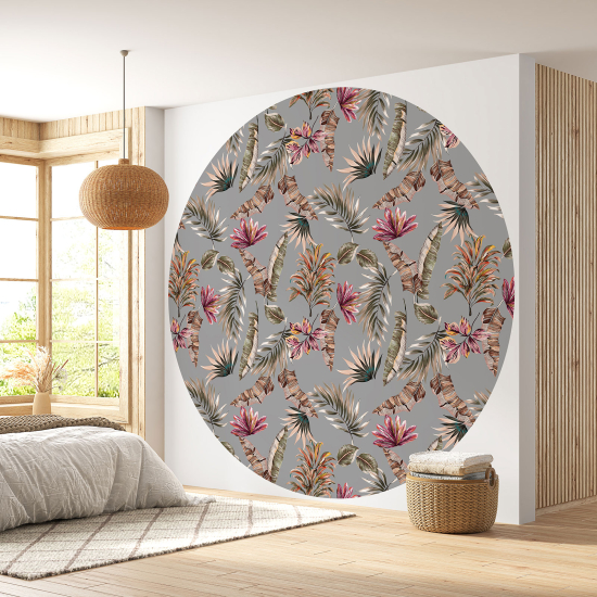 Papier peint rond / cercle - Motif floral - 595