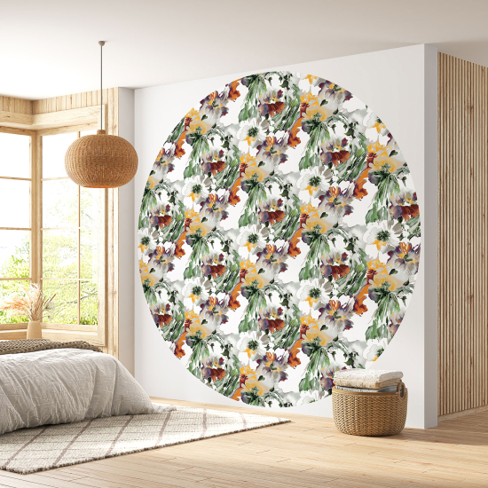 Papier peint rond / cercle - Motif floral - 604