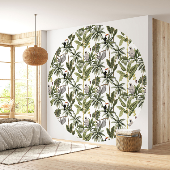 Papier peint rond / cercle - Motif Jungle - 507