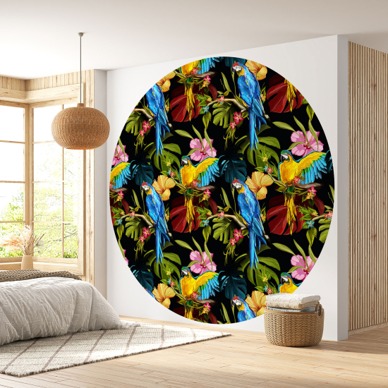 Papier peint rond / cercle - Motif tropical - 048