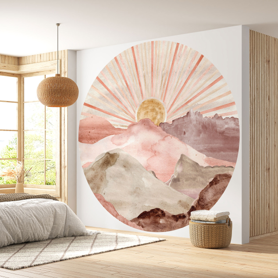 Papier peint rond / cercle - Paysage Boho