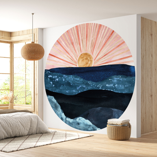 Papier peint rond / cercle - Paysage boho