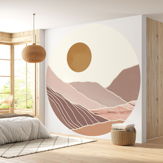 Papier peint rond / cercle - Paysage boho