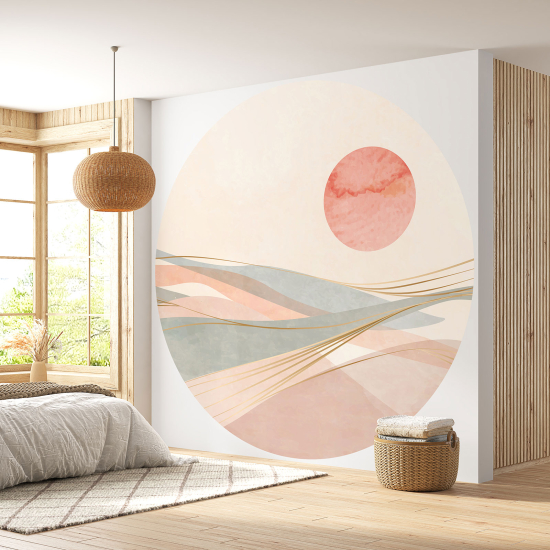 Papier peint rond / cercle - Paysage boho