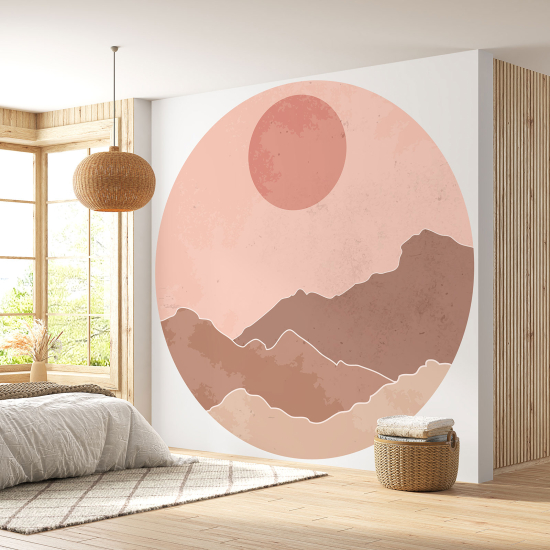 Papier peint rond / cercle - Paysage boho