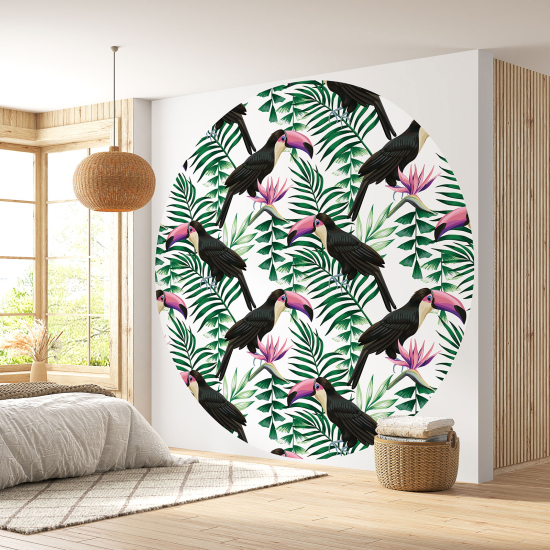 Papier peint rond / cercle - Toucans