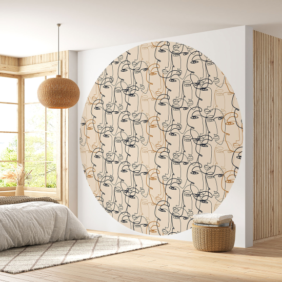 Papier peint rond / cercle - Visages design - 565