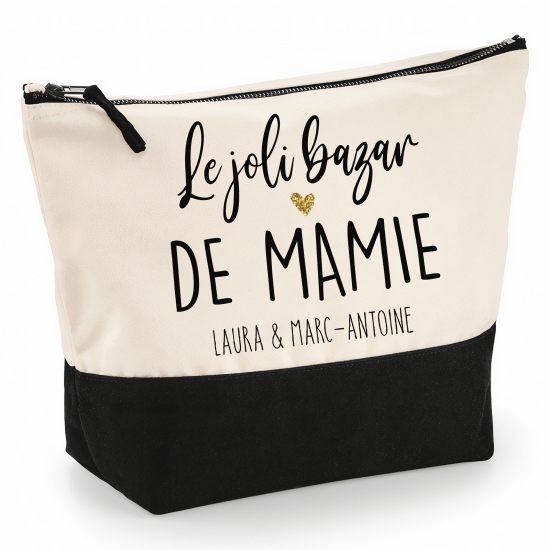 Pochette Coton bi-couleur 28x18 cm - Le joli bazar de mamie Prénoms