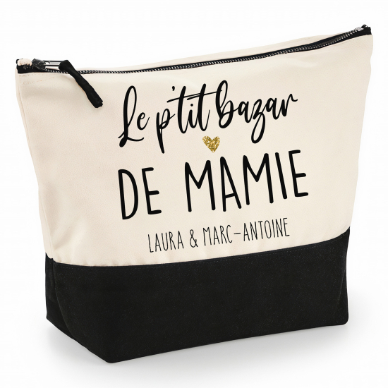 Pochette Coton bi-couleur 28x18 cm - Le p'tit bazar de mamie Prénoms