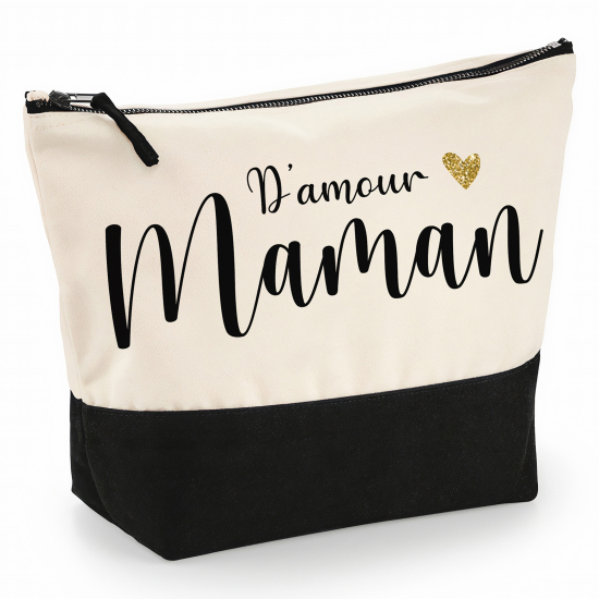 Pochette Coton bi-couleur 28x18 cm - Maman d'amour