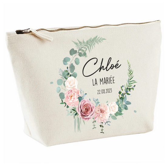 Pochette - Couronne de fleurs Prénom la mariée