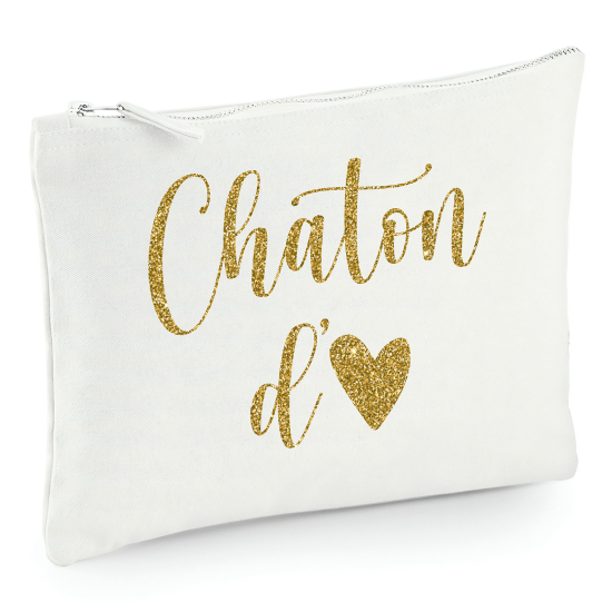 Pochette en toile 22x16 cm - Chaton d'amour