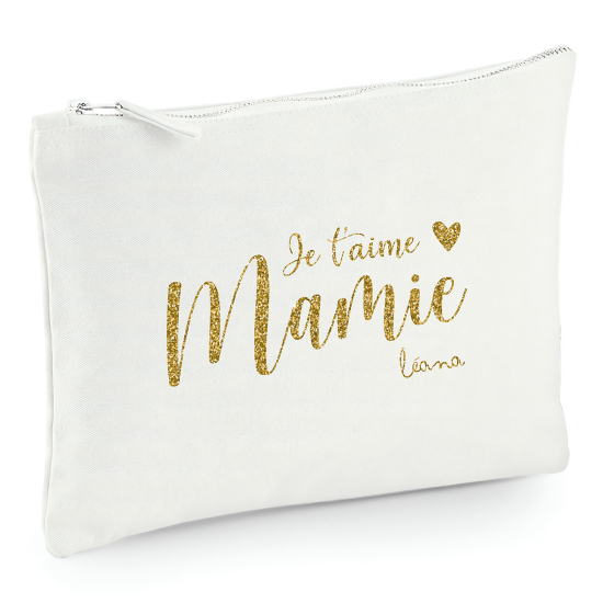 Pochette en toile 22x16 cm - Je t'aime mamie Prénom