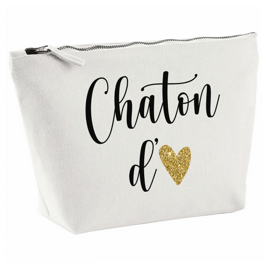 Pochette en toile 28x18 cm - Chaton d'amour