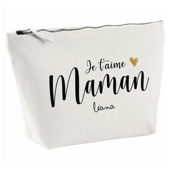 Pochette en toile 28x18 cm - Je t'aime maman Prénom