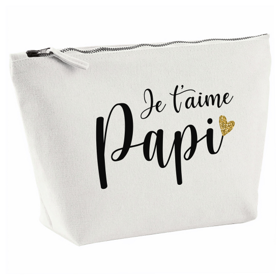 Pochette en toile 28x18 cm - Je t'aime papi