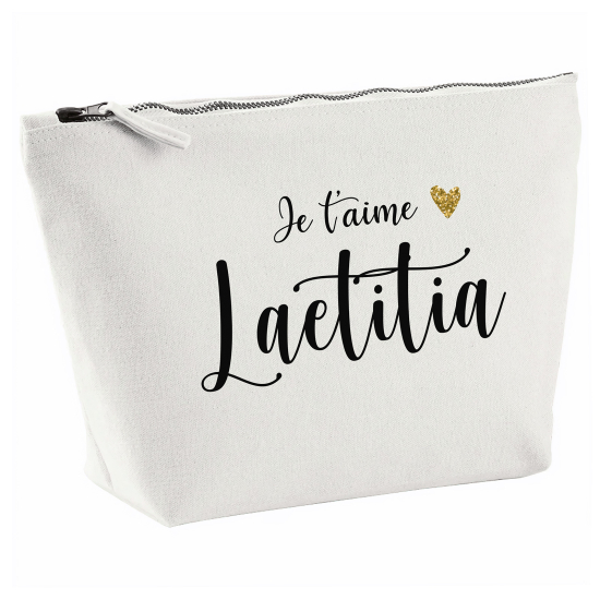 Pochette en toile 28x18 cm - Je t'aime Prénom