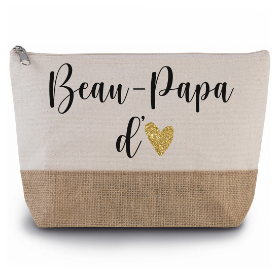 Pochette en toiles de coton et jute - Beau-papa d'amour