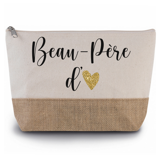 Pochette en toiles de coton et jute - Beau-père d'amour