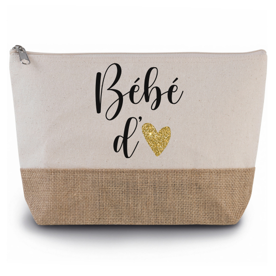 Pochette en toiles de coton et jute - Bébé d'amour