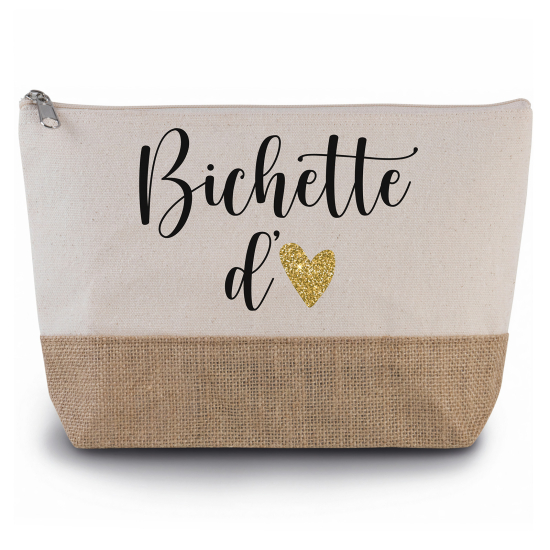 Pochette en toiles de coton et jute - Bichette d'amour