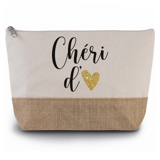 Pochette en toiles de coton et jute - Chéri d'amour