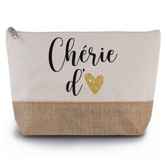 Pochette en toiles de coton et jute - Chérie d'amour