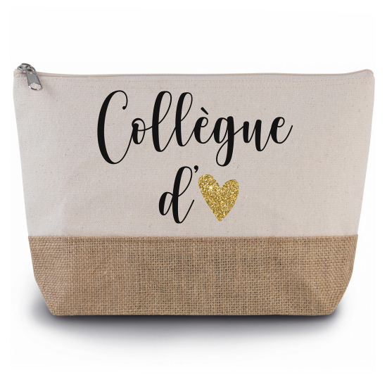 Pochette en toiles de coton et jute - Collègue d'amour