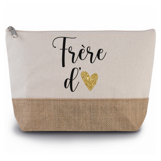 Pochette en toiles de coton et jute - Frère d'amour