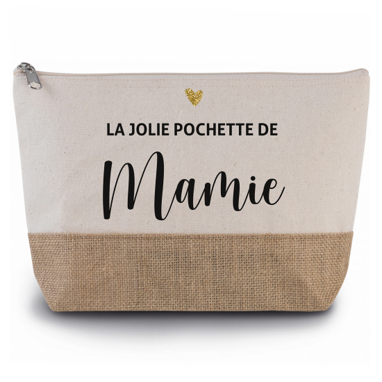 Pochette en toiles de coton et jute - La jolie pochette de mamie