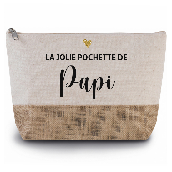 Pochette en toiles de coton et jute - La jolie pochette de papi