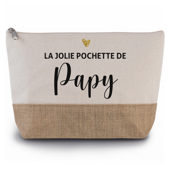 Pochette en toiles de coton et jute - La jolie pochette de papy