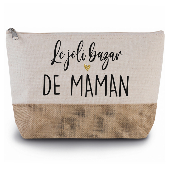 Pochette en toiles de coton et jute - Le joli bazar de maman