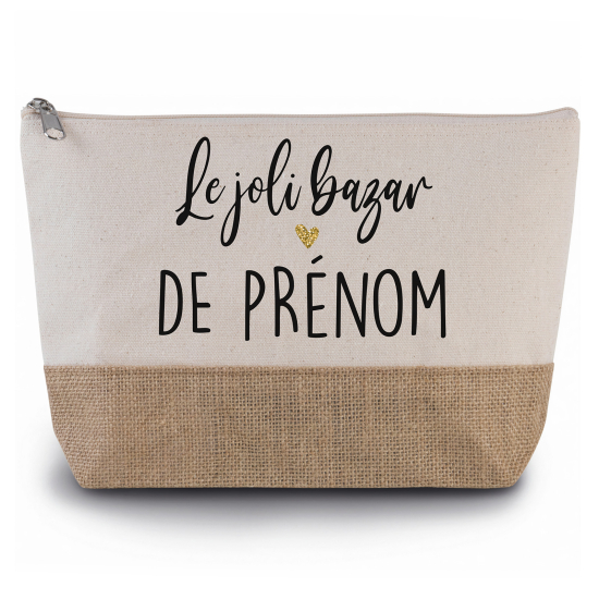 Pochette en toiles de coton et jute - Le joli bazar de Prénom