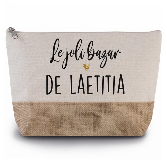 Pochette en toiles de coton et jute - Le joli bazar de Prénom