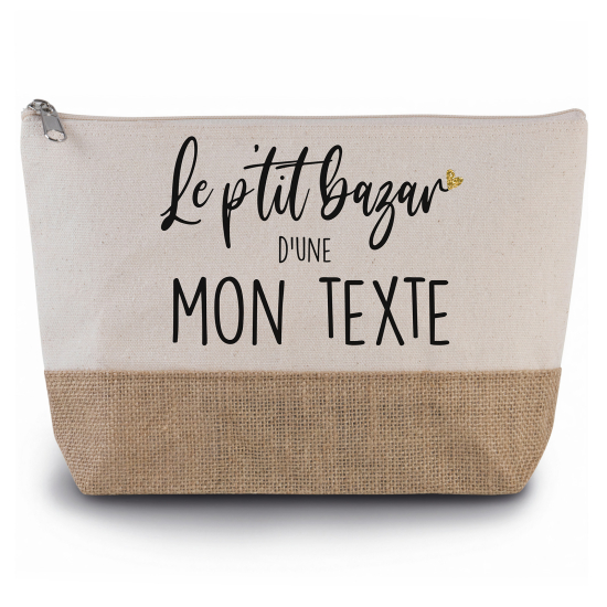 Pochette en toiles de coton et jute - Le p'tit bazar d une