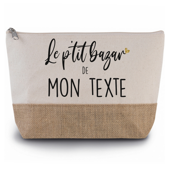 Pochette en toiles de coton et jute - Le p'tit bazar de