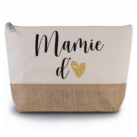 Pochette en toiles de coton et jute - Mamie d'amour