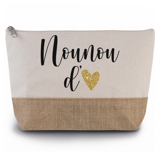 Pochette en toiles de coton et jute - Nounou d'amour