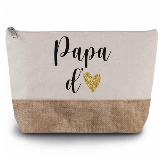 Pochette en toiles de coton et jute - Papa d'amour