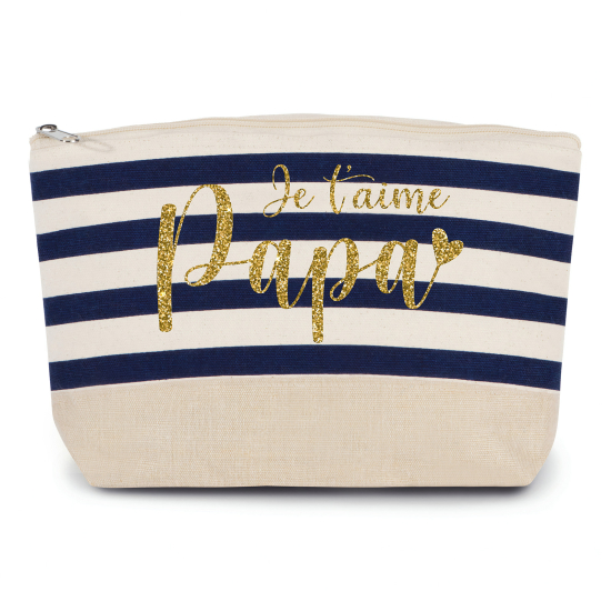 Pochette imprimé marin avec Écriture OR Pailletée - Je t'aime papa