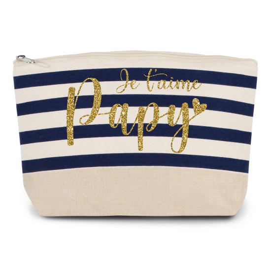 Pochette imprimé marin avec Écriture OR Pailletée - Je t'aime papy