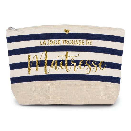 Pochette imprimé marin avec Écriture OR Pailletée - La jolie trousse de maîtresse