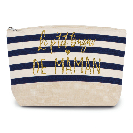 Pochette imprimé marin avec Écriture OR Pailletée - Le p'tit bazar de maman